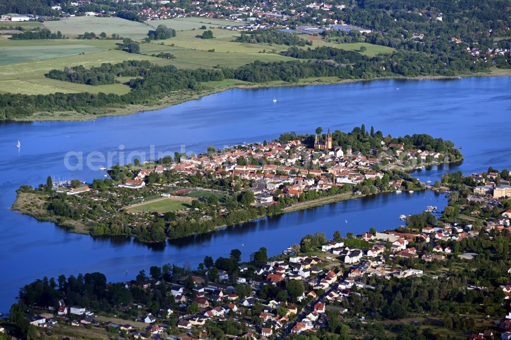Aerial photograph Werder (Havel) - Island area with the village center in Werder (Havel) in the state Brandenburg, Germany