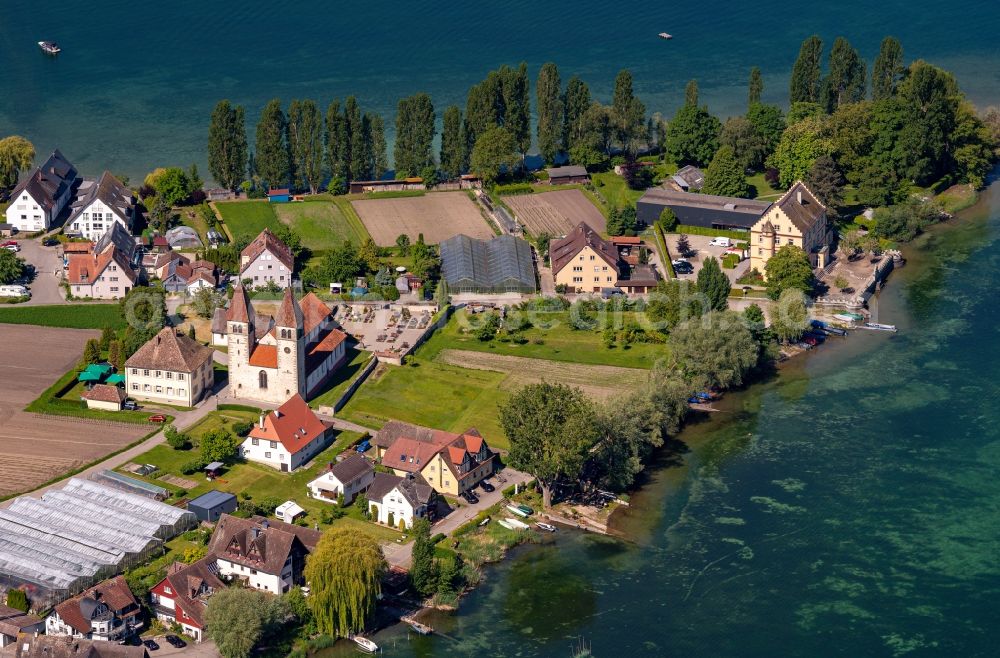 Aerial photograph Reichenau - UNESCO World Heritage Site Reichenau Island in Lake Constance in the state Baden-Wuerttemberg, Germany