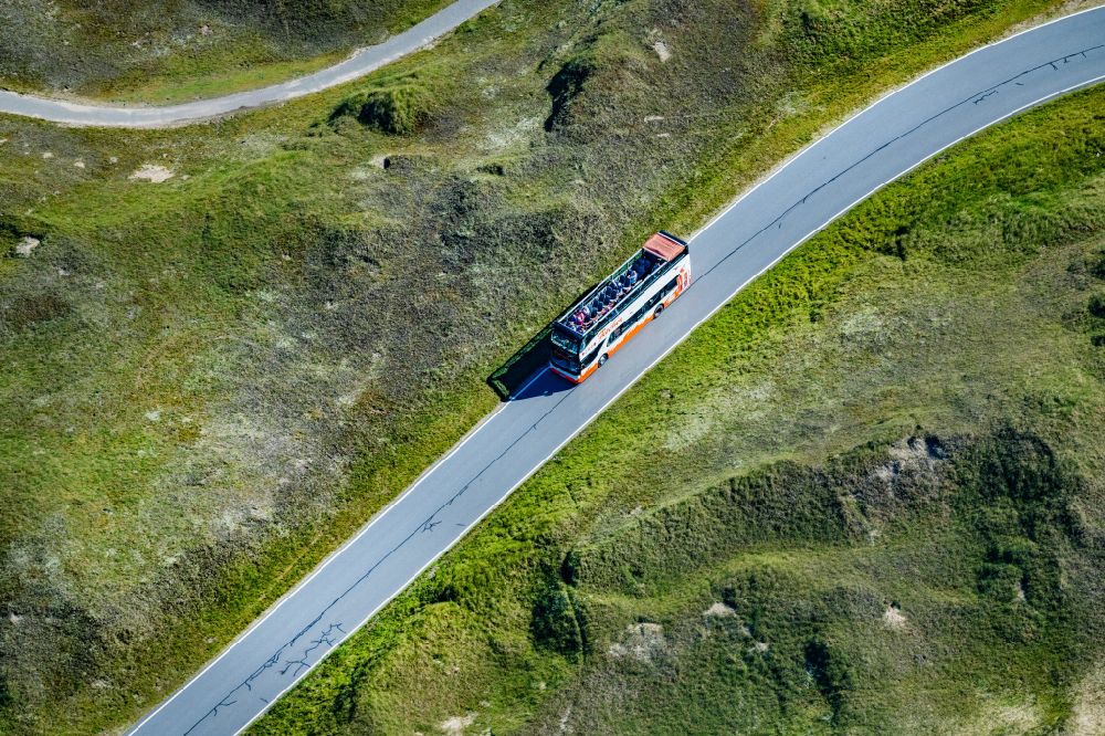 Aerial image Norderney - Island tours with the bus company Fischer on Norderney in the state of Lower Saxony, Germany