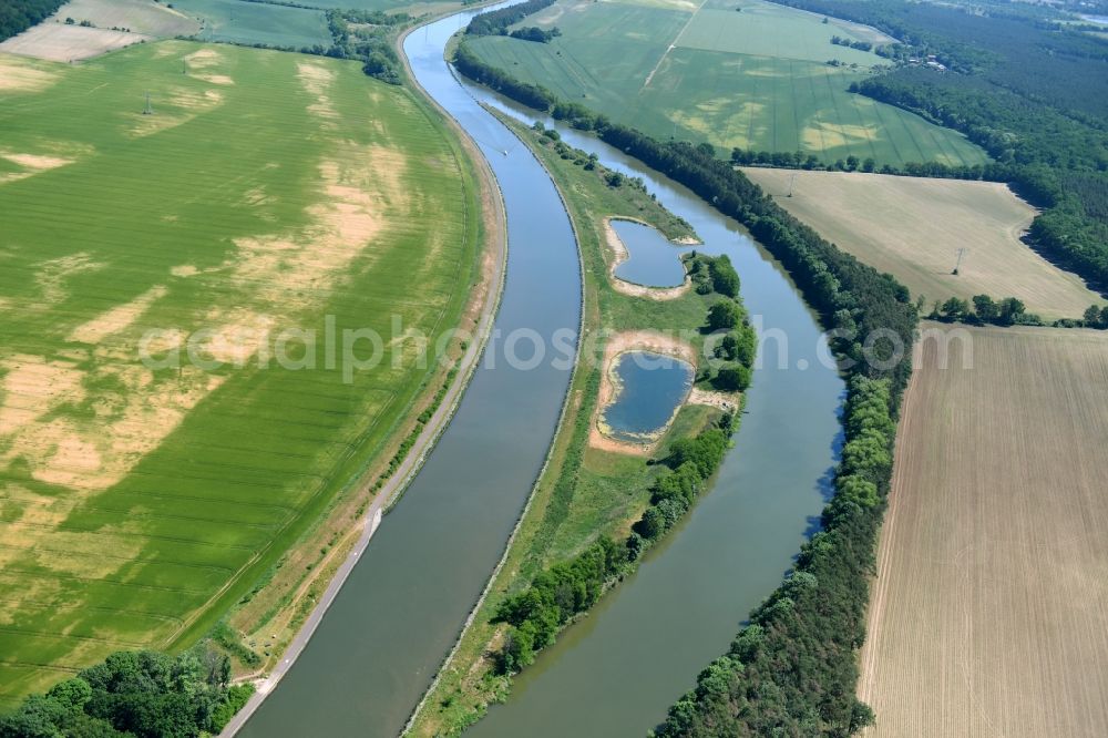 Aerial photograph Seedorf - Island Seedorf in the Elbe-Havel-Canal near Nielebock-Seedorf in the state Saxony-Anhalt