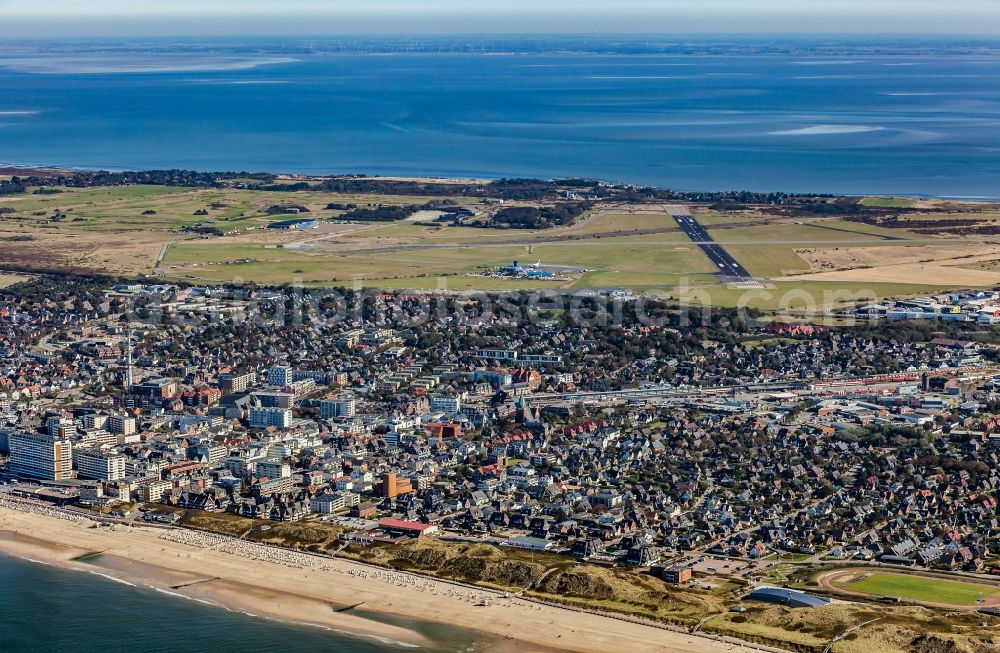 Aerial photograph Westerland - Island area Sylt with the village center in Westerland in the state Schleswig-Holstein, Germany