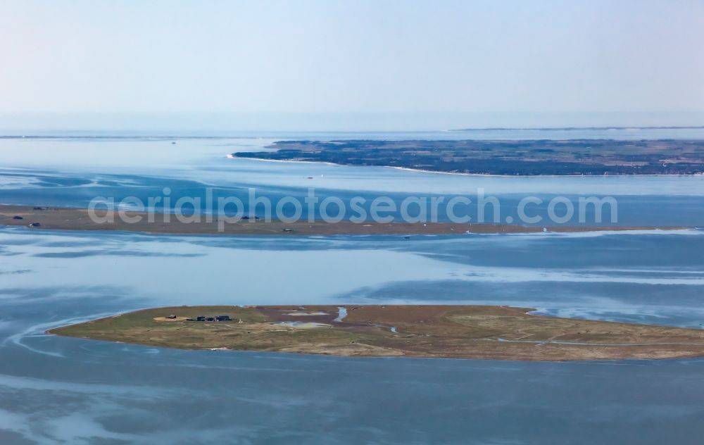 Aerial image Gröde - Archipelago - Halligen and Islands - in the Wadden Sea National Park in Groede in the state Schleswig-Holstein, Germany. West view with the Halligen Groede and Langeness and the island of Foehr