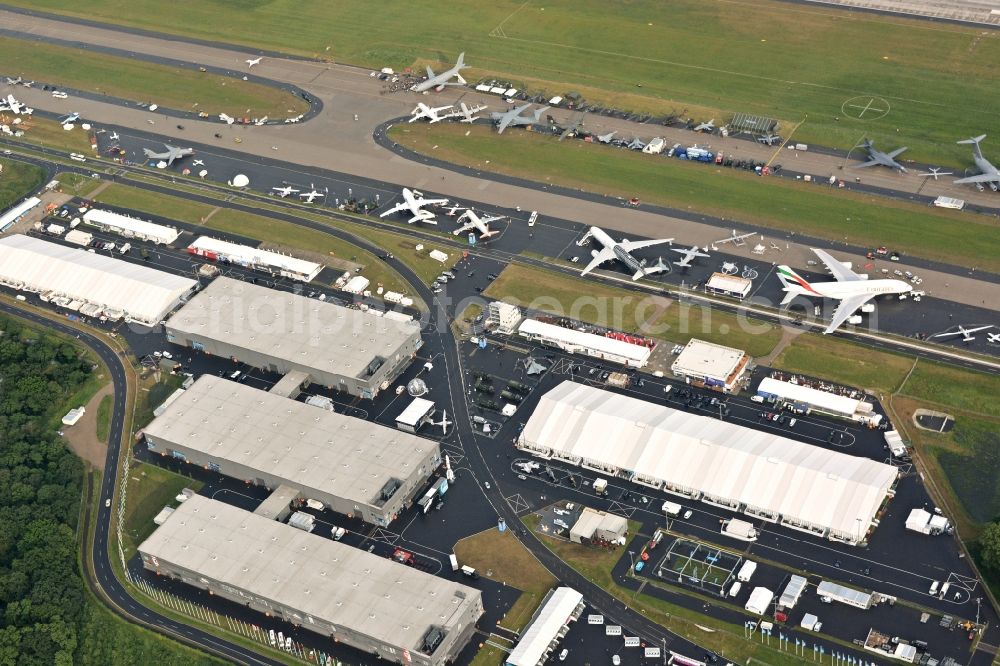 Schönefeld from above - International Aerospace Exhibition ILA 2016 in the grounds of the airport in Schoenefeld in Brandenburg, Germany