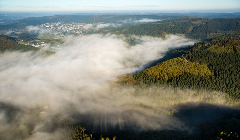 Meschede from above - Inversion - Weather conditions at the horizon in Freienohl in Meschede in the state North Rhine-Westphalia