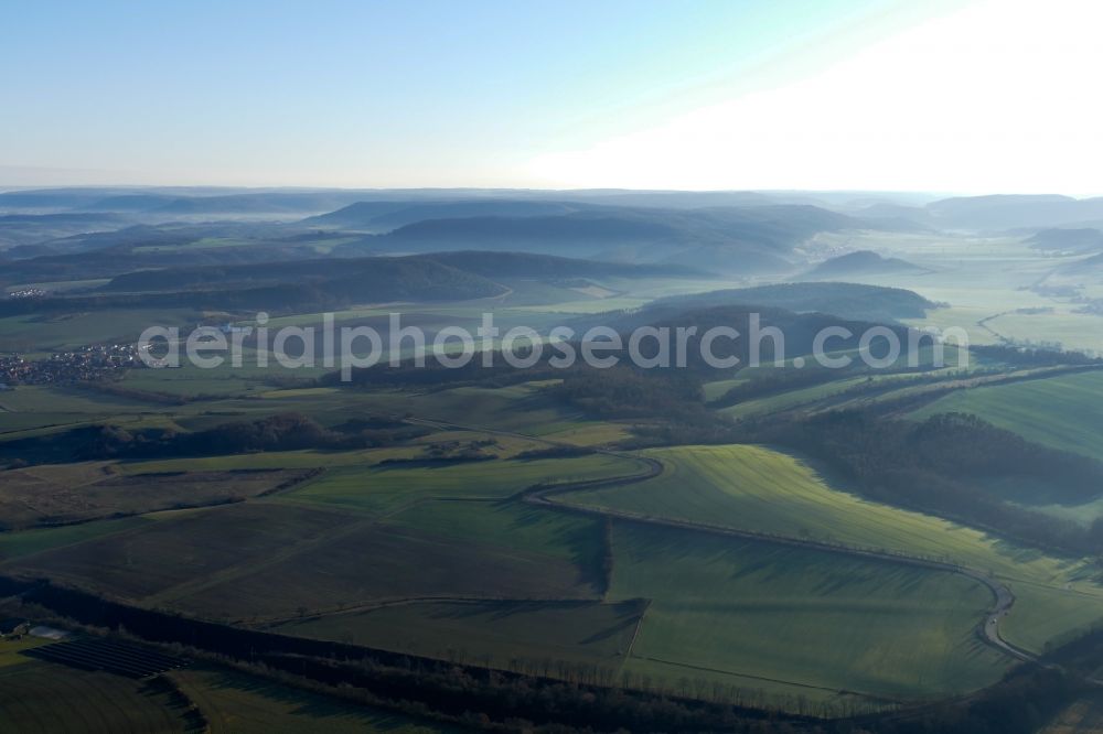 Teistungen from above - Inversion - Weather conditions at the horizon in Teistungen in the state Thuringia, Germany