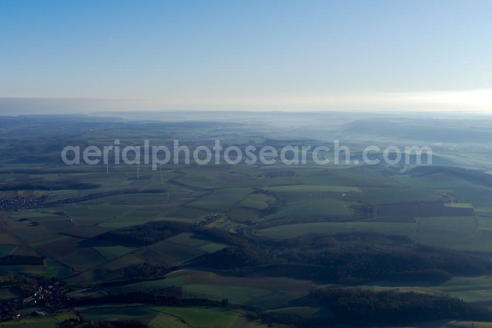 Aerial image Teistungen - Inversion - Weather conditions at the horizon in Teistungen in the state Thuringia, Germany