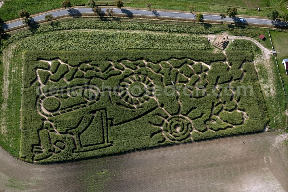 Aerial image Lohme - Maze - Labyrinth on Das Gruene Labyrinth Ruegen on Blandow in Lohme in the state Mecklenburg - Western Pomerania, Germany