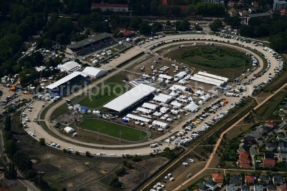 Aerial image Berlin - World championships for icelandic horses on Racetrack racecourse - trotting in the district Karlshorst in Berlin