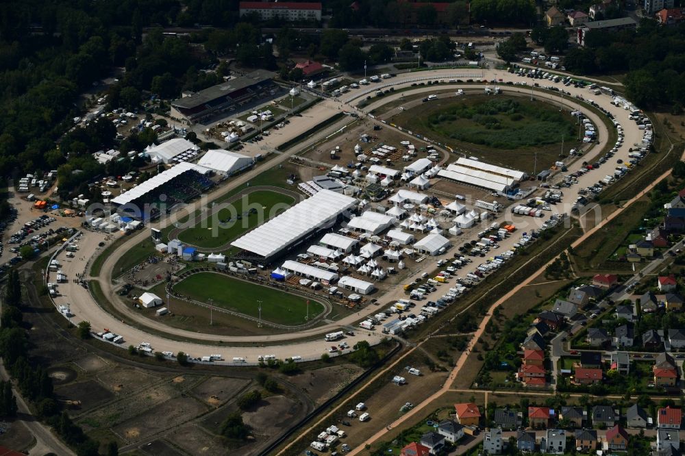Aerial photograph Berlin - World championships for icelandic horses on Racetrack racecourse - trotting in the district Karlshorst in Berlin