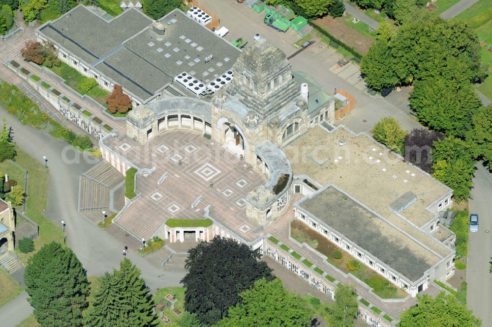 Aerial photograph Stuttgart - Crematory on the grounds of the cemetery Pragfriedhof in the North of downtown Stuttgart in the state of Baden-Wuerttemberg