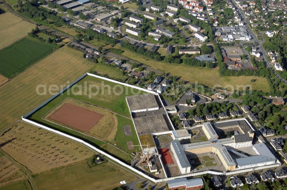Aerial photograph Diez - Prison grounds and high security fence Prison Dietz in Diez in the state Rhineland-Palatinate, Germany