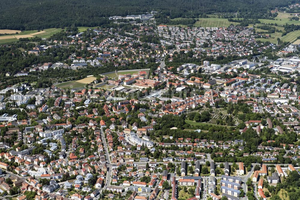 Aerial image Bayreuth - Prison grounds and high security fence Prison Justizvollzugsanstalt St. Georgen-Bayreuth on Markgrafenallee in Bayreuth in the state Bavaria, Germany