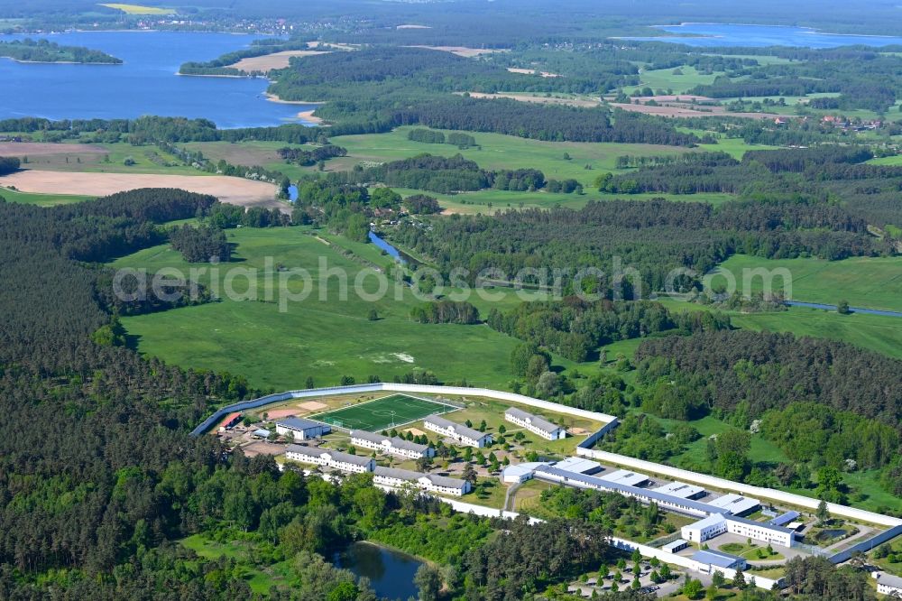 Neustrelitz from above - Prison grounds and high security fence Prison on Kaulksee in the district Fuerstensee in Neustrelitz in the state Mecklenburg - Western Pomerania, Germany
