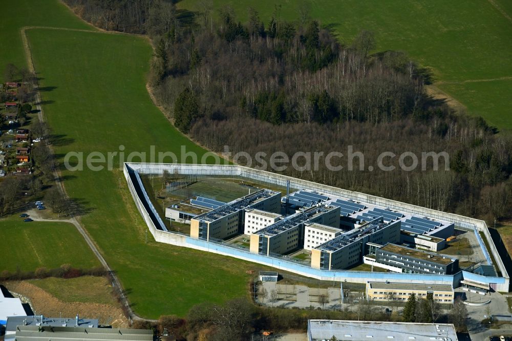 Kempten (Allgäu) from above - Prison grounds and high security fence Prison in Kempten (Allgaeu) in the state Bavaria, Germany