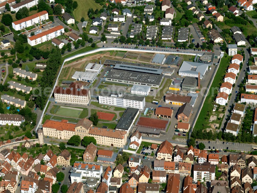 Aerial photograph Rottenburg am Neckar - Prison grounds and high security fence Prison Rottenburg in Rottenburg am Neckar in the state Baden-Wuerttemberg, Germany