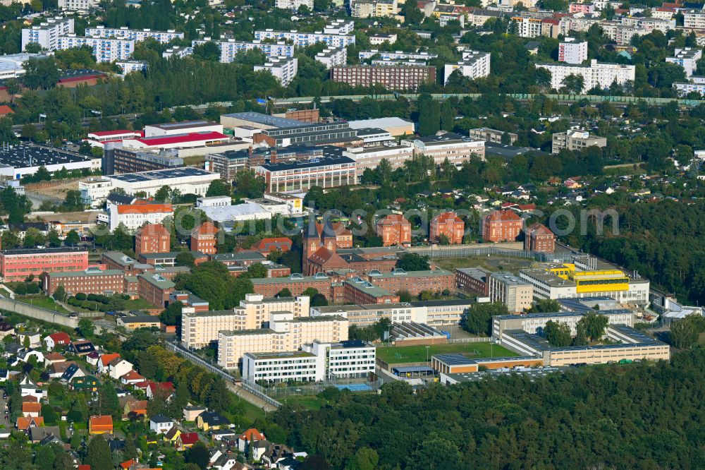 Berlin from above - Prison grounds and high security fence Prison Tegel on Seidelstrasse in the district Reinickendorf in Berlin, Germany