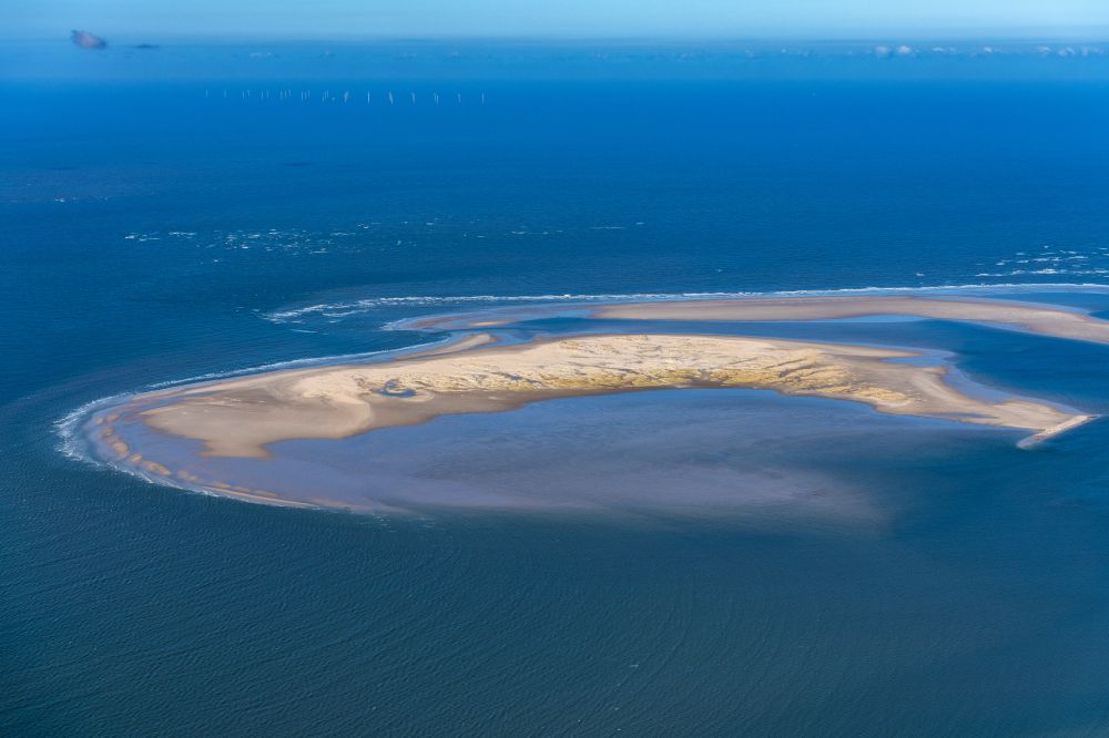 Aerial photograph Juist - View of the sandbank Kachelotplate near the North Sea island Juist in Lower Saxony