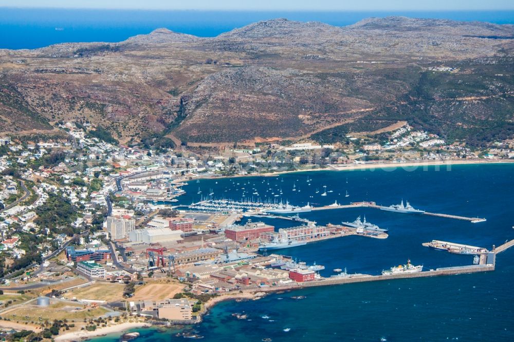 Aerial photograph Kapstadt - Quays and boat moorings at the port of the inland port Simon's Town in Cape Town in Western Cape, South Africa