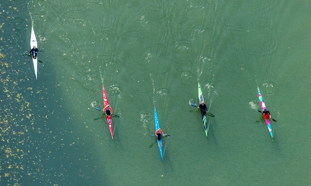 Aerial image Hamm - Kayaker - ride and training in the district Heessen in Hamm at Ruhrgebiet in the state North Rhine-Westphalia, Germany