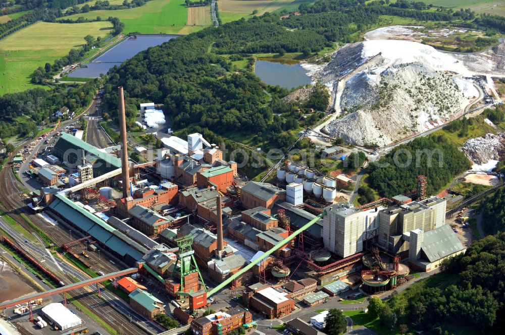 Aerial photograph Heringen ( Werra ) - Das Kaliwerk Wintershall des Kalibergbaus bei Heringen ( Werra ) in Hessen. Betreiber ist die K+S KALI GmbH. Monte Kali or Kalimandscharo a mine dump of the salt mining close by Heringen in Hesse.