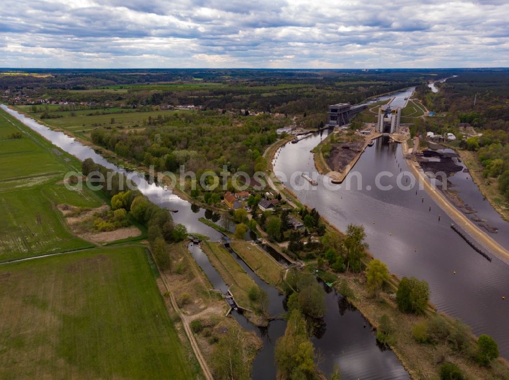 Aerial photograph Liepe - Canal course and shore areas of the connecting canal Oder- Havel- Kanal in Liepe in the state Brandenburg, Germany