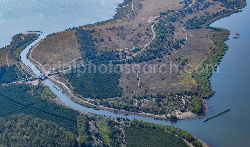 Aerial photograph Elsterheide - Canal course and shore areas of the connecting canal Barbara Kanal in Elsterheide in the state Saxony, Germany