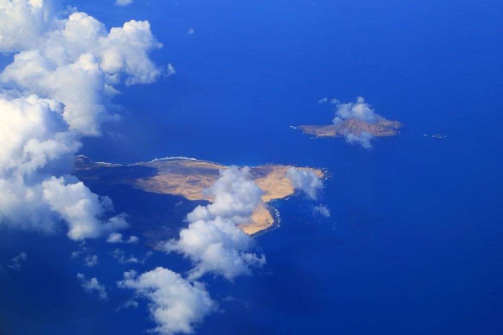 Caleta del Sebo from above - Coastal area of the Canary Islands La Graciosa and Isla de Montana Clara, Canaries, Spain