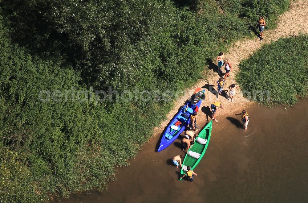 Sigmaringen from the bird's eye view: Canoeing on the banks of the Donau at Sigmaringen in Baden-Wuerttemberg