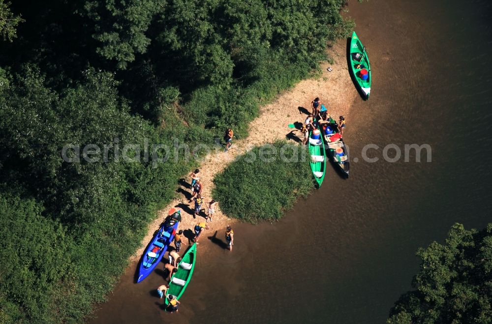 Sigmaringen from above - Canoeing on the banks of the Donau at Sigmaringen in Baden-Wuerttemberg