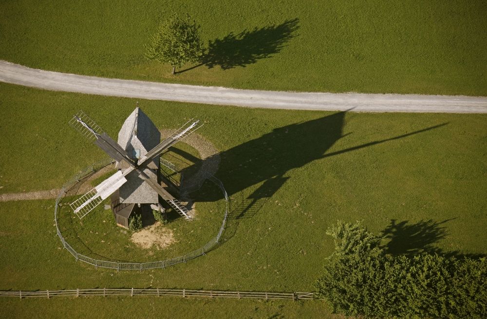 Aerial photograph Detmold - Cap windmill LWL Open Air Museum in Detmold in North Rhine-Westphalia