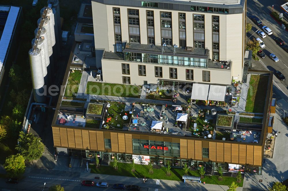 München from above - KARE Furniture store in the former cogeneration plant at the Drygalski-Allee in Munich Obersendling in the state of Bavaria