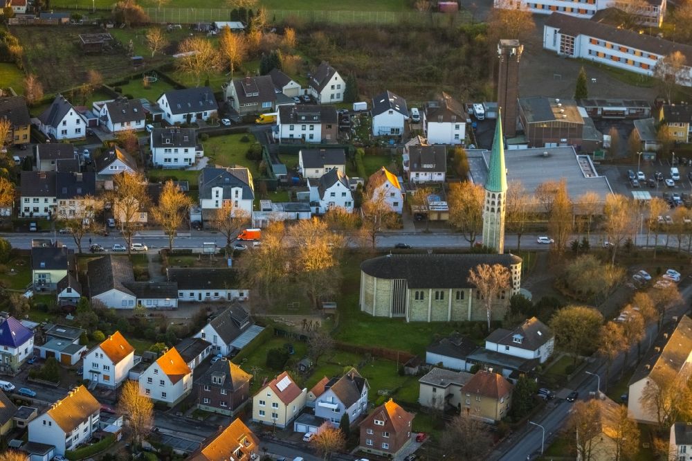 Werl from above - Aerial view of St. Norbert Catholic Church in Werl in the state of North Rhine-Westphalia, Germany