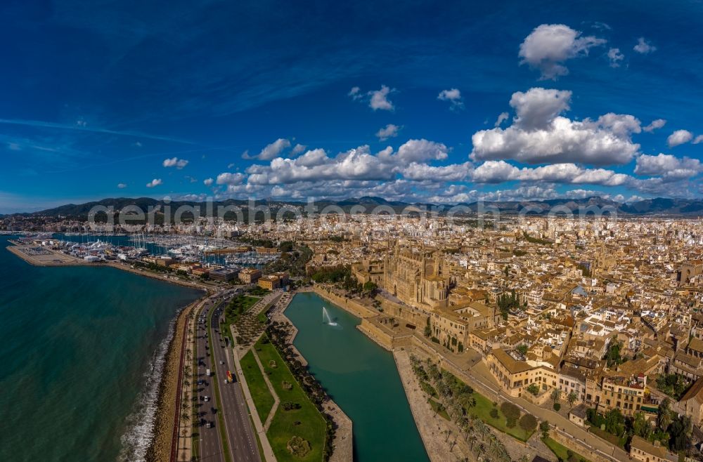 Palma from above - Church building of the cathedral of on Placa de la Seu in Palma in Balearic island of Mallorca, Spain