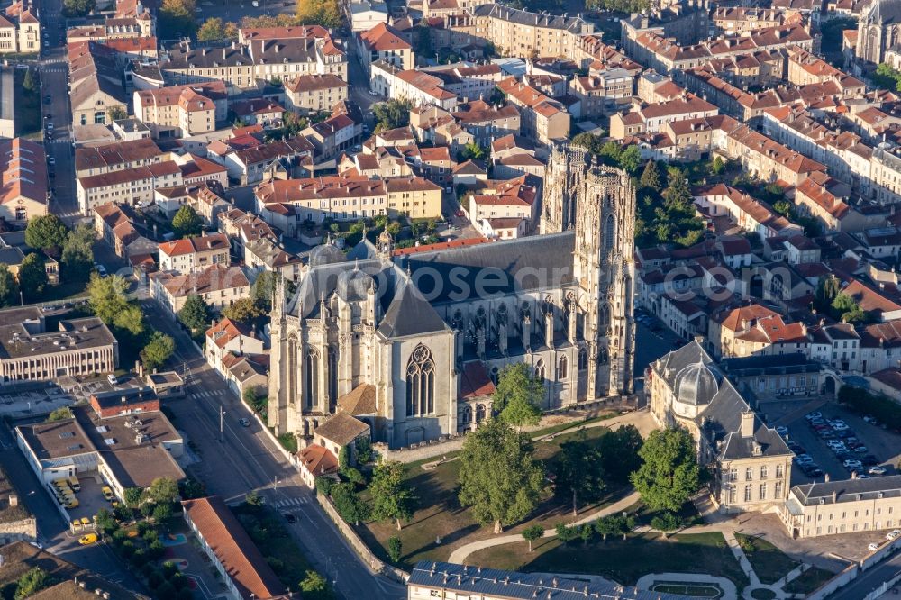 Aerial image Toul - Church building of the cathedral of St. Stephen's in Toul in Grand Est, France