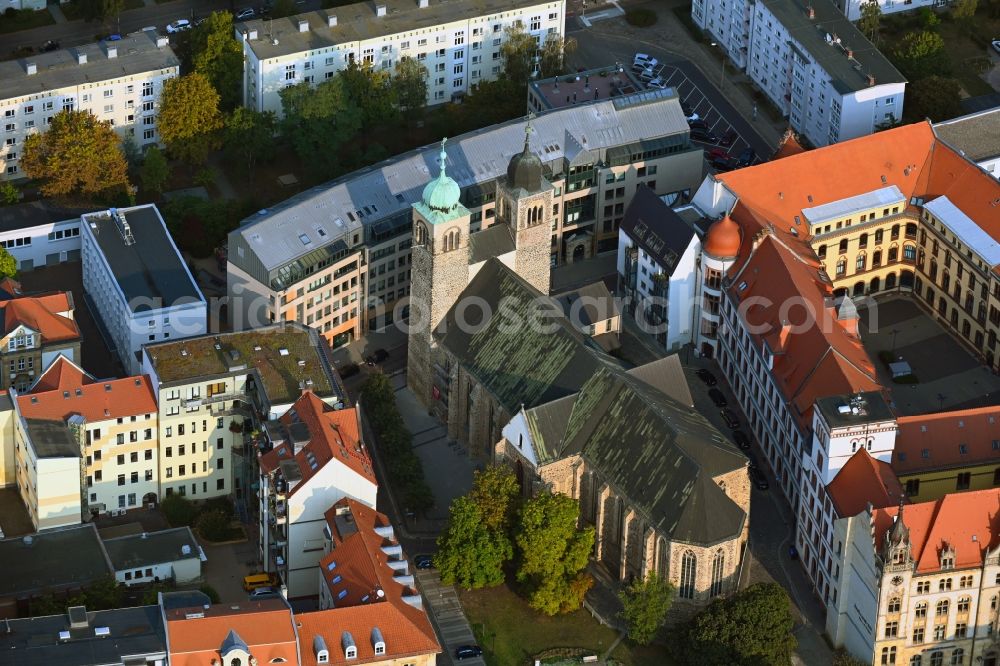 Magdeburg from above - Church building Kathedrale St. Sebastian on Max-Josef-Metzger-Strasse in the district Altstadt in Magdeburg in the state Saxony-Anhalt, Germany