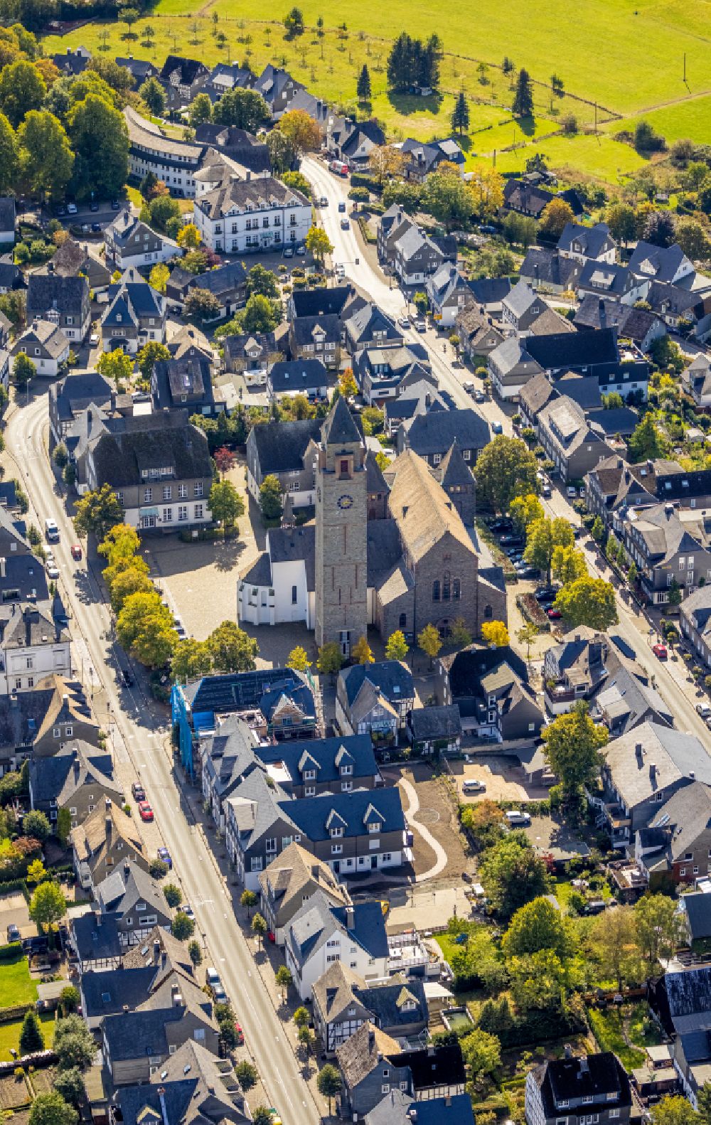 Aerial photograph Schmallenberg - Catholic Church St.-Alexander-Kirche in Schmallenberg at Sauerland in the state North Rhine-Westphalia, Germany