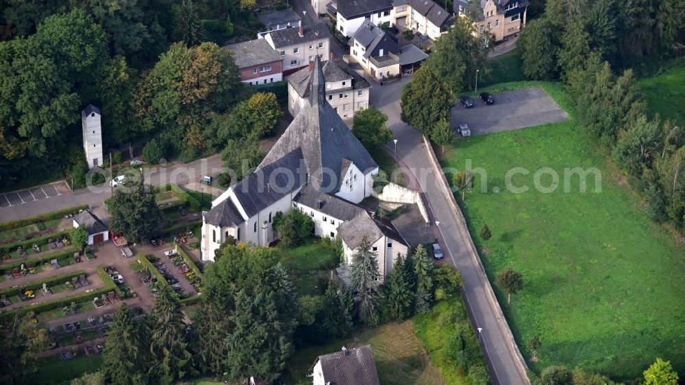 Andernach from the bird's eye view: Catholic Church of St. Bartholomew in Namedy in the state Rhineland-Palatinate, Germany