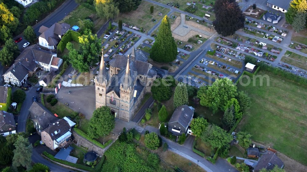 Aerial image Dattenfeld - Catholic Church Sankt Laurentius in Dattenfeld in the state North Rhine-Westphalia, Germany