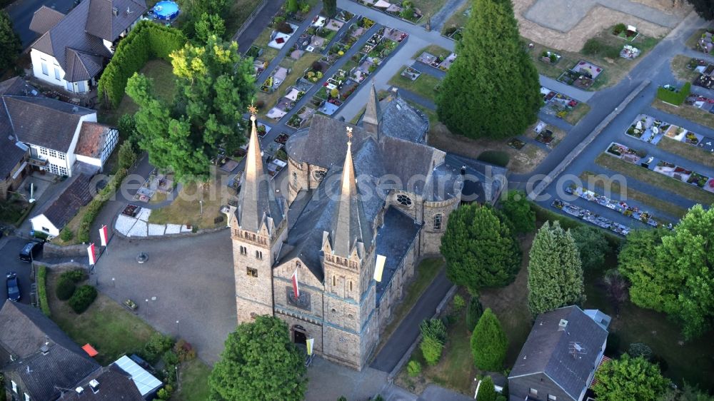 Aerial photograph Dattenfeld - Catholic Church Sankt Laurentius in Dattenfeld in the state North Rhine-Westphalia, Germany