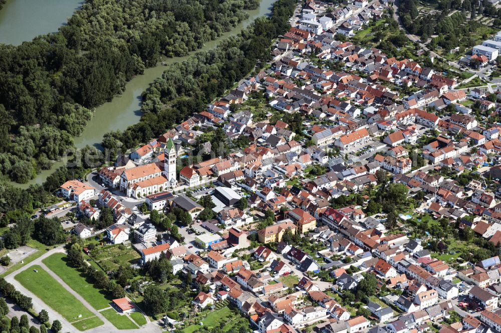 Aerial photograph Ketsch - Catholic Church building in the village of in Ketsch in the state Baden-Wuerttemberg, Germany