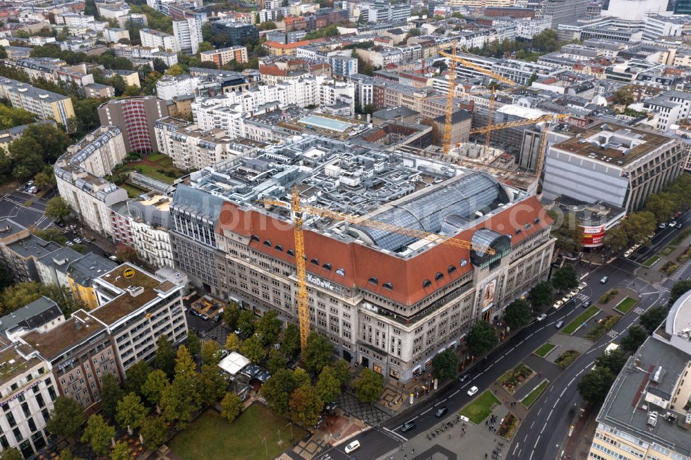 Aerial image Berlin - KaDeWe Kaufhaus des Westens at Tauentzienstrasse at Wittenberg Platz in Berlin - Schoeneberg. The world-famous department store is a operated by the Nicolas Berggruen Holdings GmbH