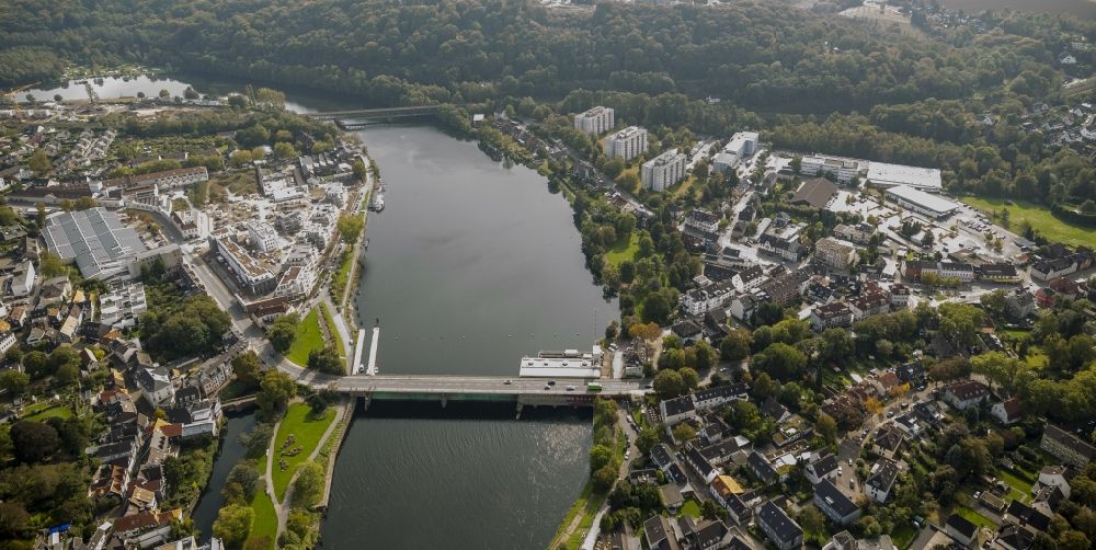 Essen from above - View of the Kettwiger lake in the district of Kettwig in Essen in the state North Rhine-Westphalia