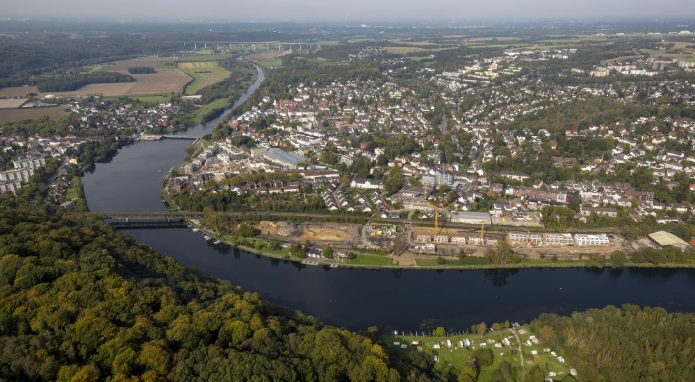 Aerial image Essen - View of the Kettwiger lake in the district of Kettwig in Essen in the state North Rhine-Westphalia