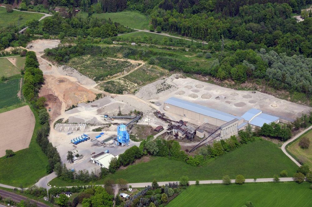 Aerial image Bad Säckingen - Mixed concrete and building materials factory of Bechtel and Szilagyi in the district Wallbach in Bad Saeckingen in the state Baden-Wurttemberg, Germany