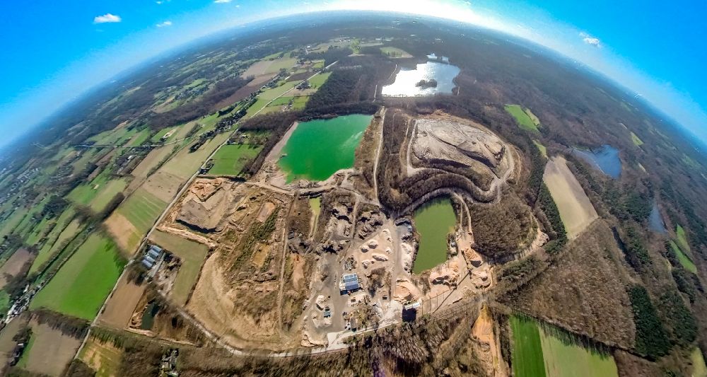 Bottrop from above - Site and tailings area of the gravel and sand mine of Lore Spickermann GmbH & Co. KG in Kirchhellen in the state of North Rhine-Westphalia