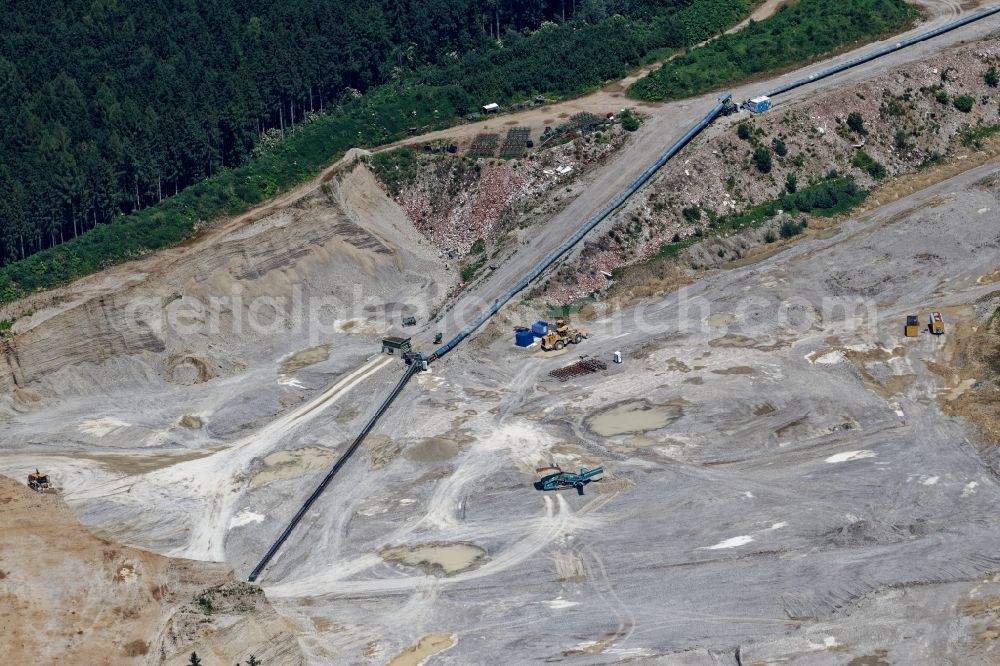 Aerial photograph Planegg - Site and tailings area of the Glueck gravel mining in Planegg in the state Bavaria, Germany