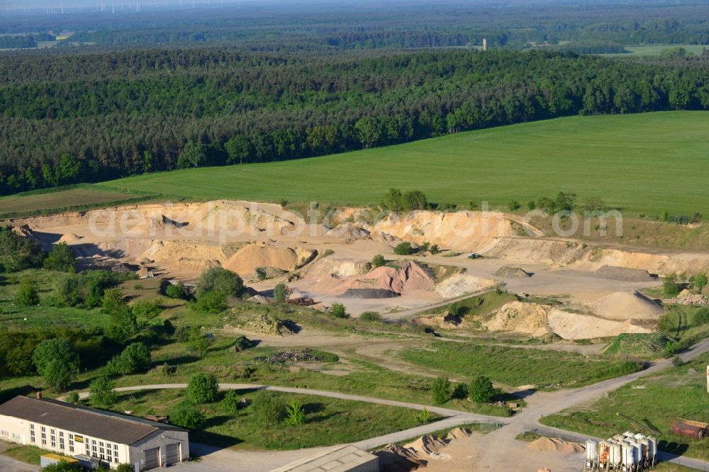 Aerial photograph Scharfenberg - Site and tailings area of the gravel mining in Scharfenberg in the state Brandenburg
