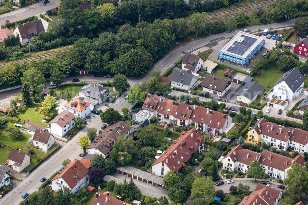 Aerial image München - Kiesel Solution GmbH, Gesellschaft fuer Gas, Wasser, Heizung und Gebaeudetechnik Office building on Aubing-Ost-Strasse in Munich in the state Bavaria, Germany