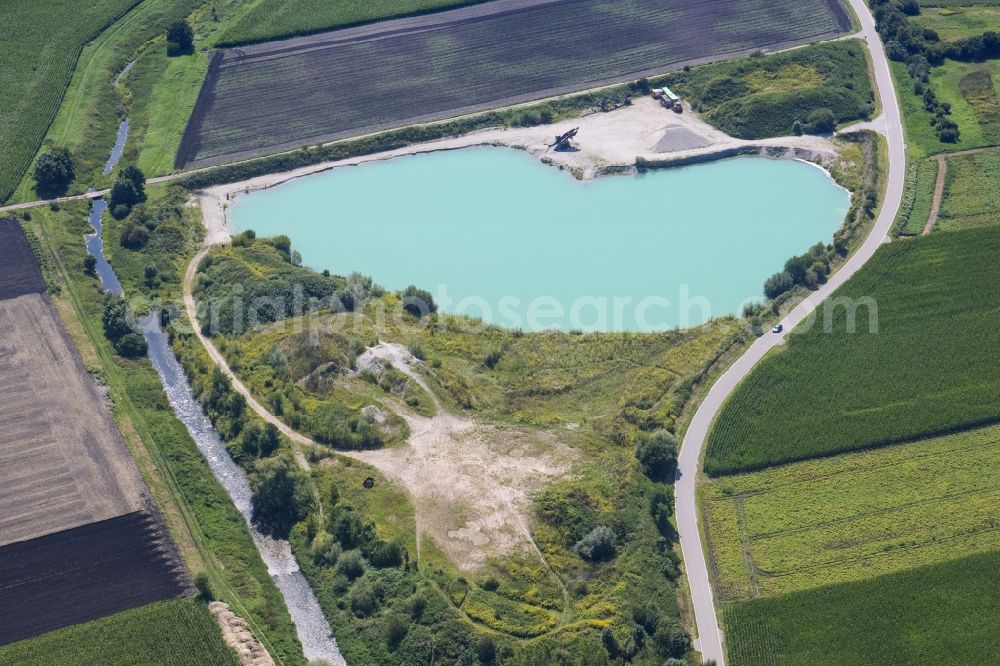 Aerial photograph Eitting - Site and tailings area of the gravel mining Kieswerk in Eitting in the state Bavaria, Germany