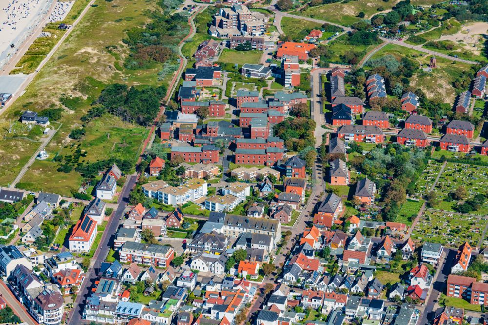 Norderney from above - Children and youth clinic for respiratory diseases Seeklinik Norderney on the island of Norderney in the state Lower Saxony, Germany